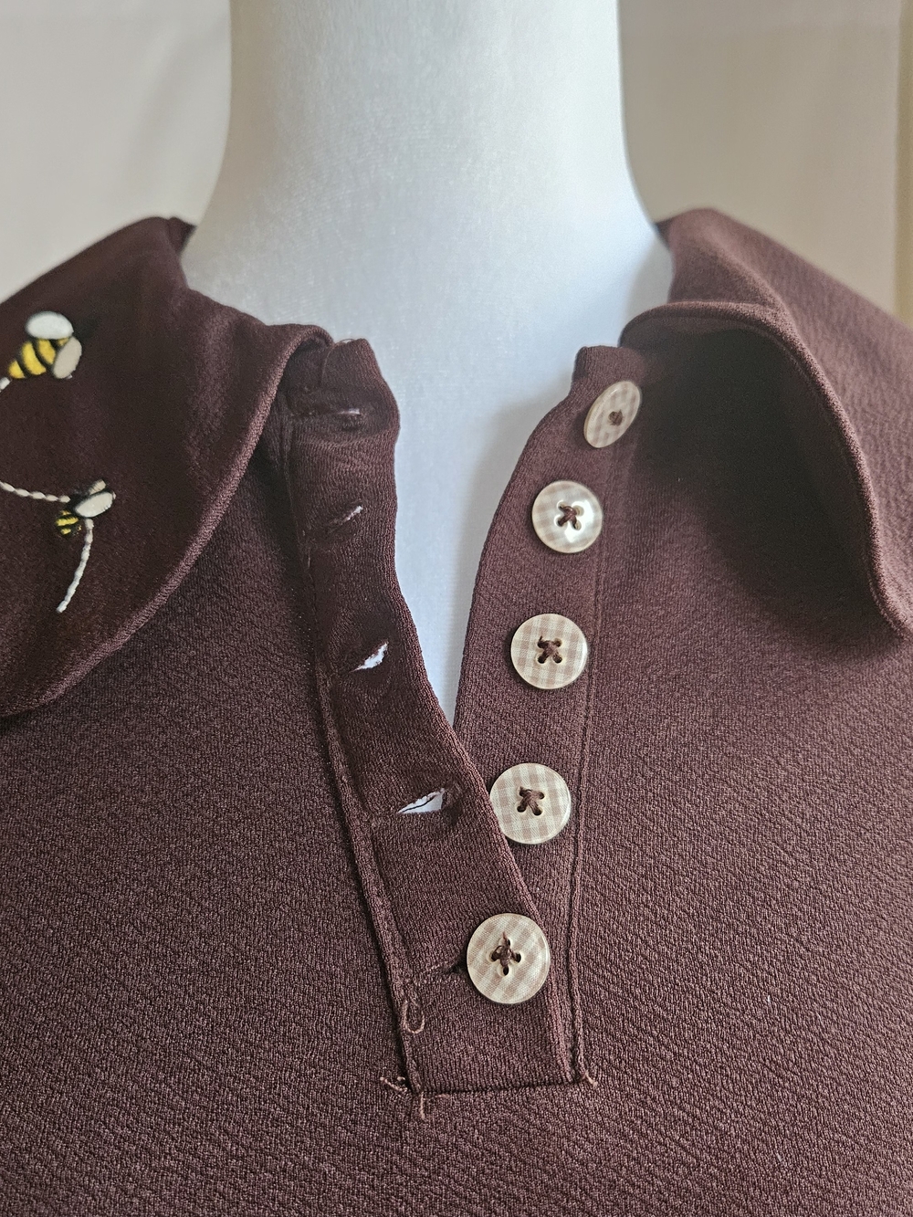 ​Smak Parlour Retro 70s Honeybee Mod Dress Brown Hexagon Honeycomb Flare Small - Picture 8 of 16